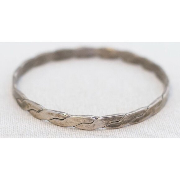 8'' Vintage Mexico Silver Bangle Bracelet made in Mexico - A14 - Picture 2 of 3